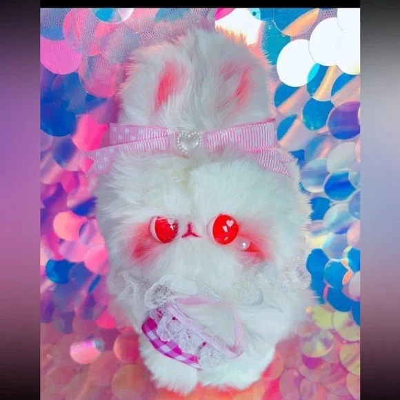 Strawberry Pink Sugar Cone Bunny Cat & Teddy Bear Plush Set